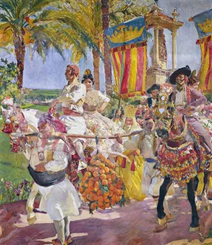 Riding in a Group, Valencia by Joaquin Sorolla y Bastida - Oil Painting Reproduction