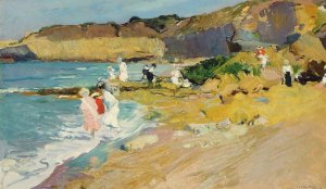 Rocks and the Lighthouse, Biarritz by Joaquin Sorolla y Bastida Oil Painting
