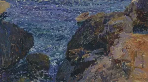 Rocks at Javea, The White Boat by Joaquin Sorolla y Bastida Oil Painting