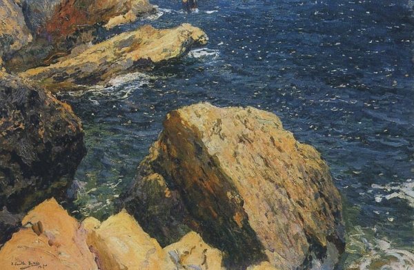 Main Product Photo of Rocks of the Cape, Javea Painting by Joaquin Sorolla y Bastida