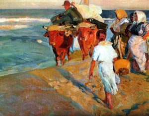 Sacando la Barca by Joaquin Sorolla y Bastida Oil Painting