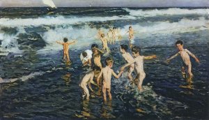 Sad Inheritance - Study also known as Beach Rascals Oil painting by Joaquin Sorolla y Bastida