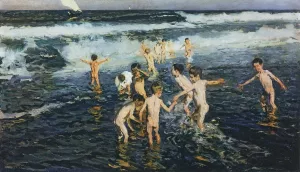 Sad Inheritance - Study also known as Beach Rascals by Joaquin Sorolla y Bastida Oil Painting