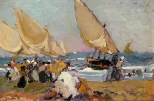 Sailing Vessels on a Breezy Day, Valencia painting by Joaquin Sorolla y Bastida