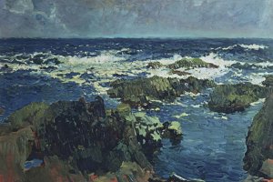 Sea and rocks in San Esteban, Asturias by Joaquin Sorolla y Bastida Oil Painting