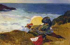 Setting sun in Biarritz by Joaquin Sorolla y Bastida Oil Painting