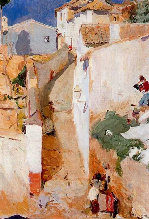 Street in Granada by Joaquin Sorolla y Bastida - Oil Painting Reproduction