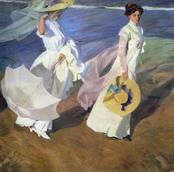 Main Product Photo of Strolling Along the Seashore Painting by Joaquin Sorolla y Bastida