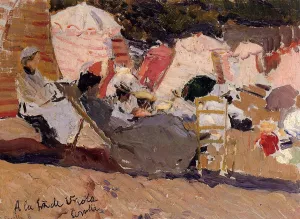 The Beach at Biarritz Oil painting by Joaquin Sorolla y Bastida