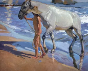 The Horse Bath by Joaquin Sorolla y Bastida Oil Painting