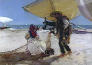 The Net by Joaquin Sorolla y Bastida - Oil Painting Reproduction