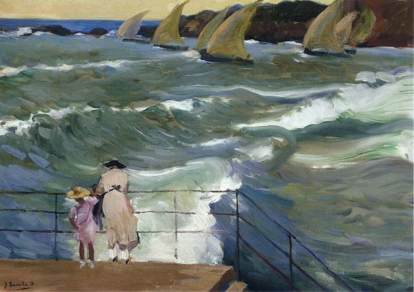 Main Product Photo of The Waves at San Sebastian Painting by Joaquin Sorolla y Bastida