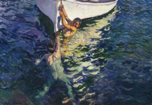 The White Boat, Javea by Joaquin Sorolla y Bastida Oil Painting