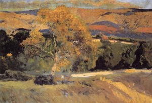 The Yellow Tree, La Granja Oil painting by Joaquin Sorolla y Bastida
