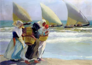 Three Sails Oil painting by Joaquin Sorolla y Bastida