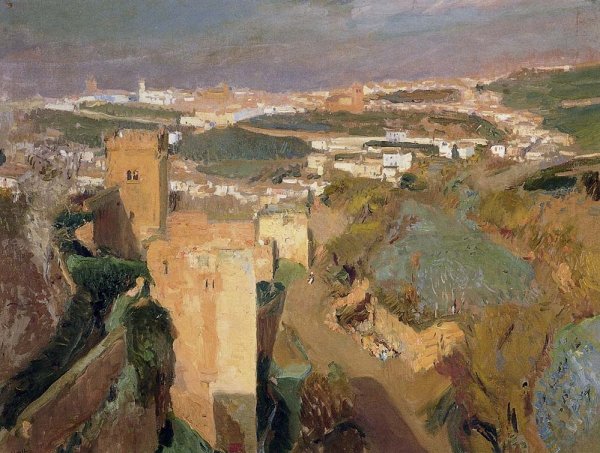 Tower of Seven, Pont Alhambra, Granada by Joaquin Sorolla y Bastida - Hand-Painted Oil Painting Reproduction