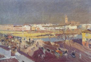 Triana Bridge, Seville by Joaquin Sorolla y Bastida Oil Painting