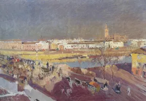 Triana Bridge, Seville Oil painting by Joaquin Sorolla y Bastida