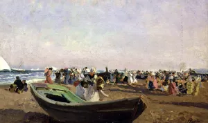 Valencia Beach, Fisherwomen by Joaquin Sorolla y Bastida Oil Painting