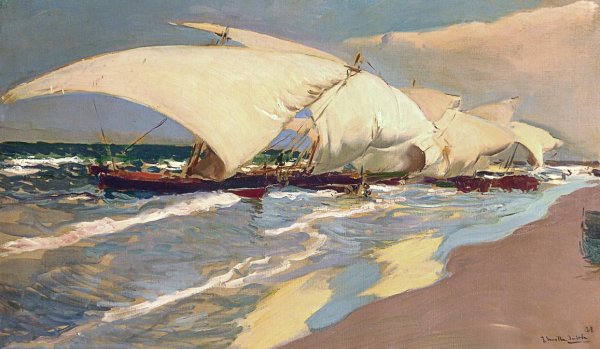 Main Product Photo of Valencian Boats Painting by Joaquin Sorolla y Bastida