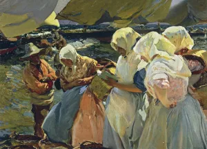 Valencian Fisherwomen by Joaquin Sorolla y Bastida - Oil Painting Reproduction