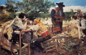 Valencian Scene Oil painting by Joaquin Sorolla y Bastida
