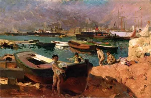 Valencia's Port by Joaquin Sorolla y Bastida - Oil Painting Reproduction