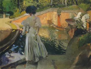 Watching the Fish by Joaquin Sorolla y Bastida - Oil Painting Reproduction