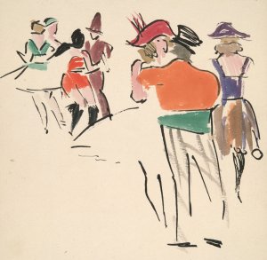 Artists' Ball; Costumed Dancers by Joaquin Torres-Garcia Oil Painting