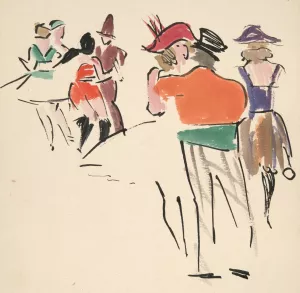 Artists' Ball; Costumed Dancers by Joaquin Torres-Garcia Oil Painting
