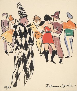 Artists' Ball; Harlequin and Dancers by Joaquin Torres-Garcia Oil Painting