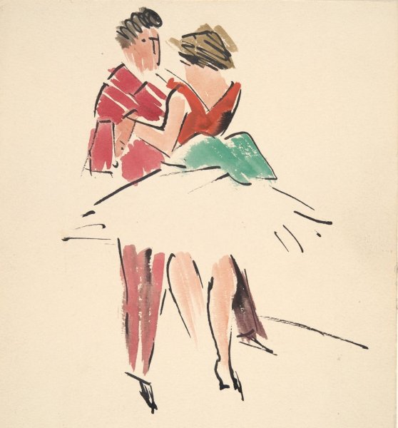 Main Product Photo of Artists' Ball; Two Dancers  Painting by Joaquin Torres-Garcia