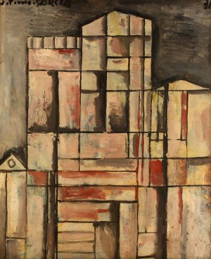 Cathedral construction by Joaquin Torres-Garcia Oil Painting