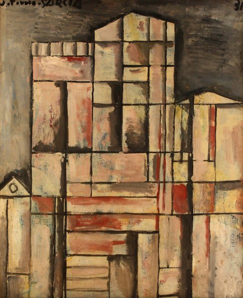 Main Product Photo of Cathedral construction  Painting by Joaquin Torres-Garcia