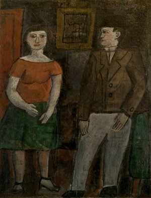 Figuras by Joaquin Torres-Garcia Oil Painting