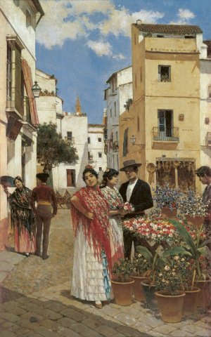 Plaza de la Alfalfa, Sevilla by Joaquin Turina Y Areal Oil Painting