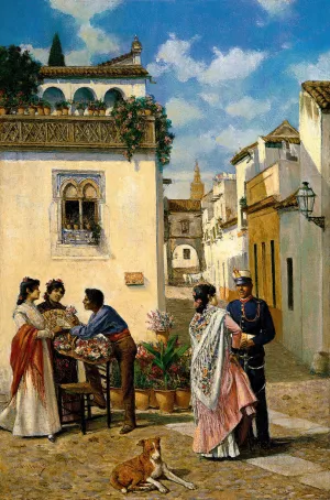 Sevillian Square Oil painting by Joaquin Turina Y Areal