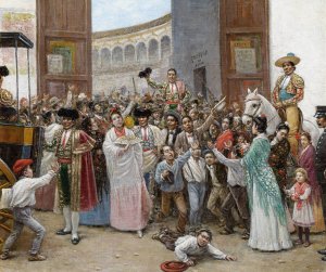 Triumphal Exit from the Maestranza Bullring in Seville by Joaquin Turina Y Areal Oil Painting