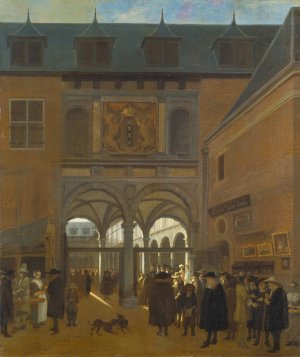 The Stock Exchange in Amsterdam by Job Adriaensz Berckheyde Oil Painting