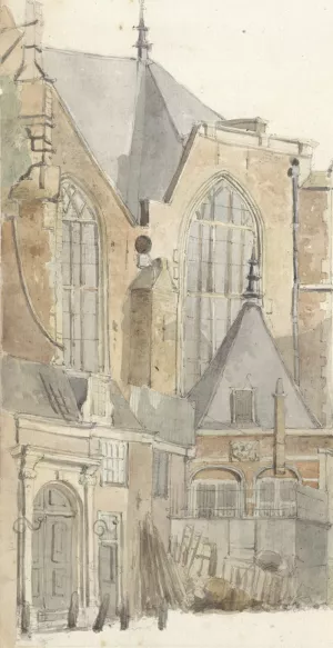 De Oude Kerk te Amsterdam Oil painting by Johan Adolph Rust