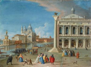 The Piazzetta with Santa Maria della Salute beyond, Venice by Johan Anton Richter Oil Painting