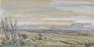 Gezicht op een vlak landschap by Johan Antonie De Jonge Oil Painting
