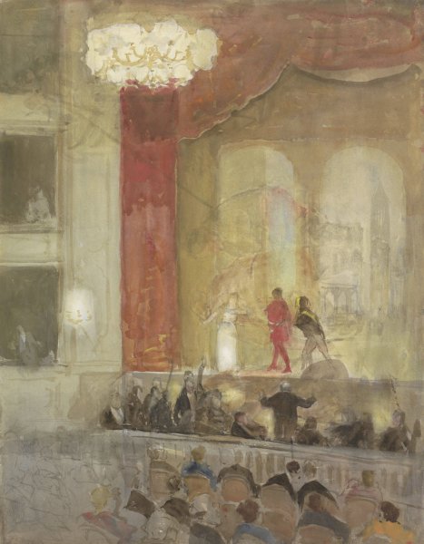 Princesse Schouwburg te Den Haag tijdens de opvoering van Othello  by Johan Antonie De Jonge - Hand-Painted Oil Painting Reproduction