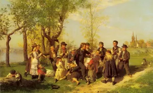 Children at Play Oil painting by Johan August Malmstrom