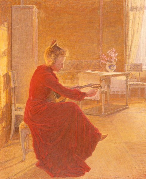 Interior, Villa Akleja by Johan Axel Gustaf Acke - Hand-Painted Oil Painting Reproduction