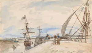 Aanlegsteiger te Honfleur Oil painting by Johan Barthold Jongkind