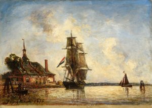 Canal en Hollande Oil painting by Johan Barthold Jongkind