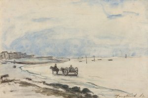 Cart on the Beach at Etretat Oil painting by Johan Barthold Jongkind