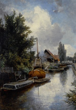 Chantier Naval au Bord de la Schie Pres de Delft by Johan-Barthold Jongkind Oil Painting