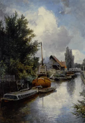 Chantier Naval au Bord de la Schie Pres de Delft by Johan-Barthold Jongkind Oil Painting